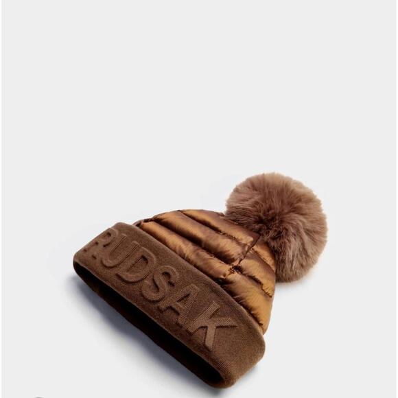 NWT RUDSAK OLYA BEANIE HAT IN METALLIC BRONZE $460! SOLD OUT EVERYWHERE! - Picture 2 of 4